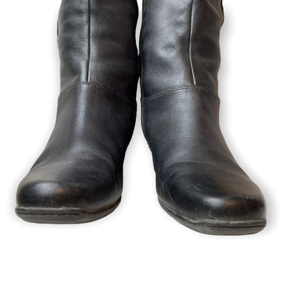 Clarks Artisan Cardy Black Leather Knee High Block Heel Boots - Picture 6 of 12
